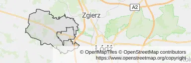 Mapa z zaznaczonym Aleksandrowie Łódzkim