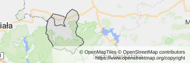Mapa z zaznaczonym Andrychowem