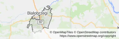 Mapa z zaznaczonym Białobrzegami