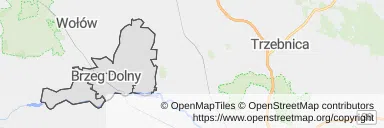 Mapa z zaznaczonym Brzegu Dolnym