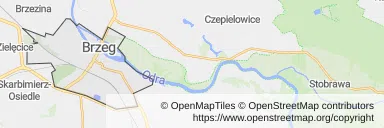 Mapa z zaznaczonym Brzegiem