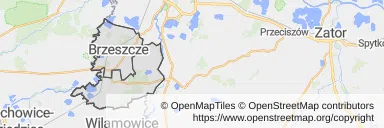 Mapa z zaznaczonym Brzeszczami