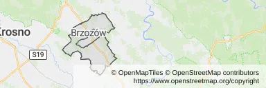 Mapa z zaznaczonym Brzozowem