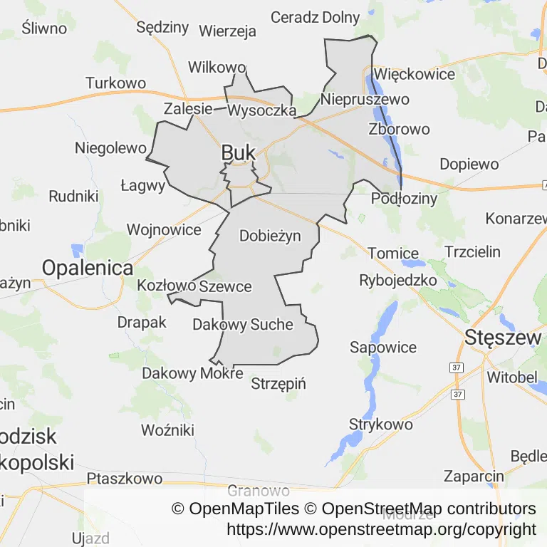 Mapa z zaznaczonym Bukiem