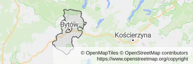 Mapa z zaznaczonym Bytowem