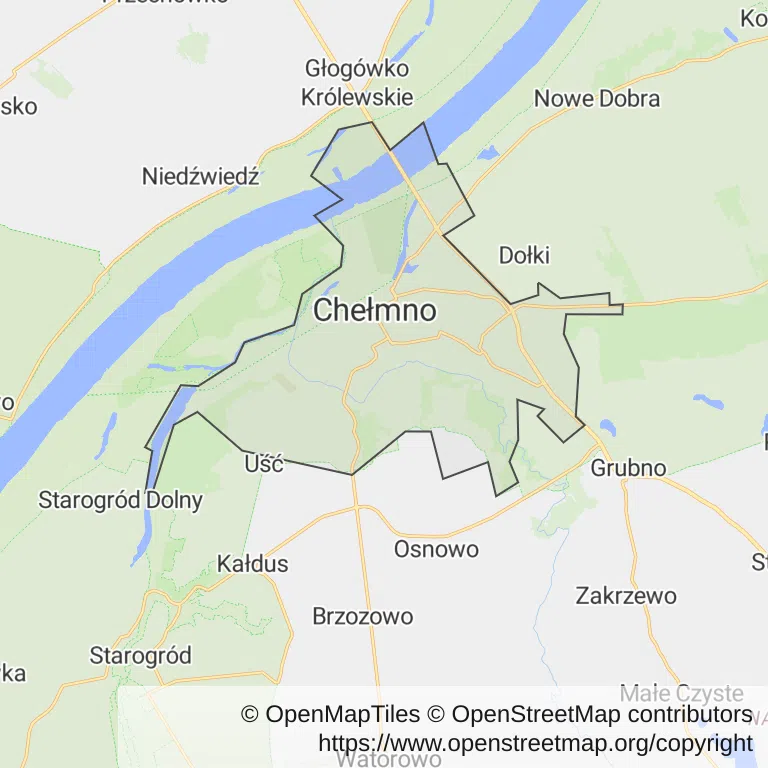 Mapa z zaznaczonym Chełmnem