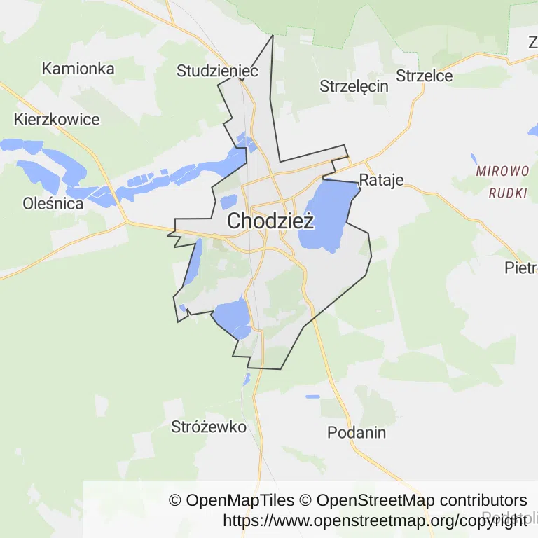 Mapa z zaznaczonym Chodzieży