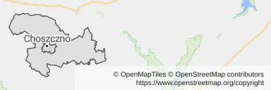 Mapa z zaznaczonym Choszcznem