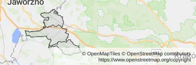 Mapa z zaznaczonym Chrzanowem