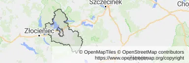 Mapa z zaznaczonym Czaplinkiem