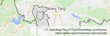 Mapa z zaznaczonym Czarnym Dunajcu