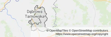 Mapa z zaznaczoną Dąbrowie Tarnowskiej