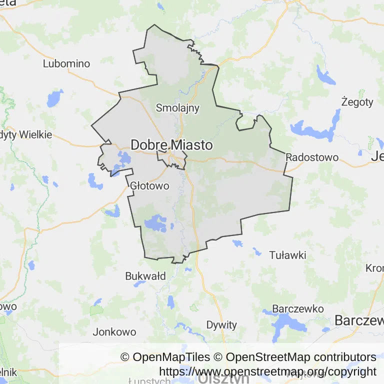 Mapa z zaznaczonym Dobrym Mieścem
