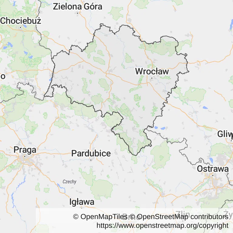 Kolonoskopia na NFZ — Mapa z zaznaczonym województwem dolnośląskim