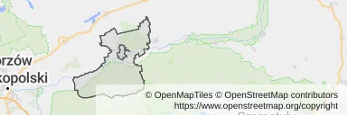 Mapa z zaznaczonym Drezdenkiem