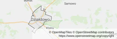Mapa z zaznaczonym Działdowem