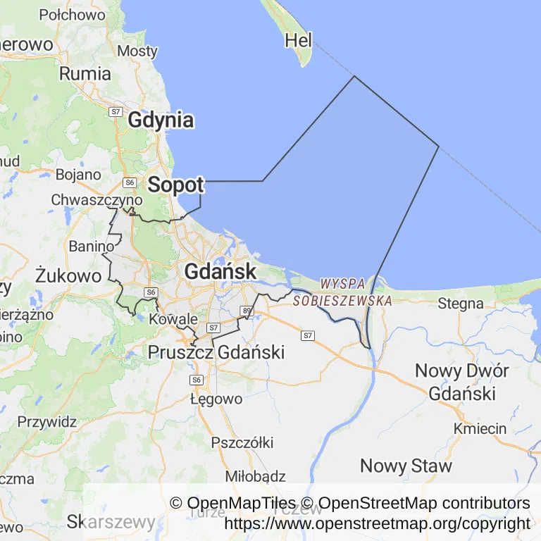 Operacja zaćmy na NFZ — Mapa z zaznaczonym Gdańskiem