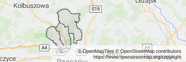 Mapa z zaznaczonym Głogowie Małopolskim