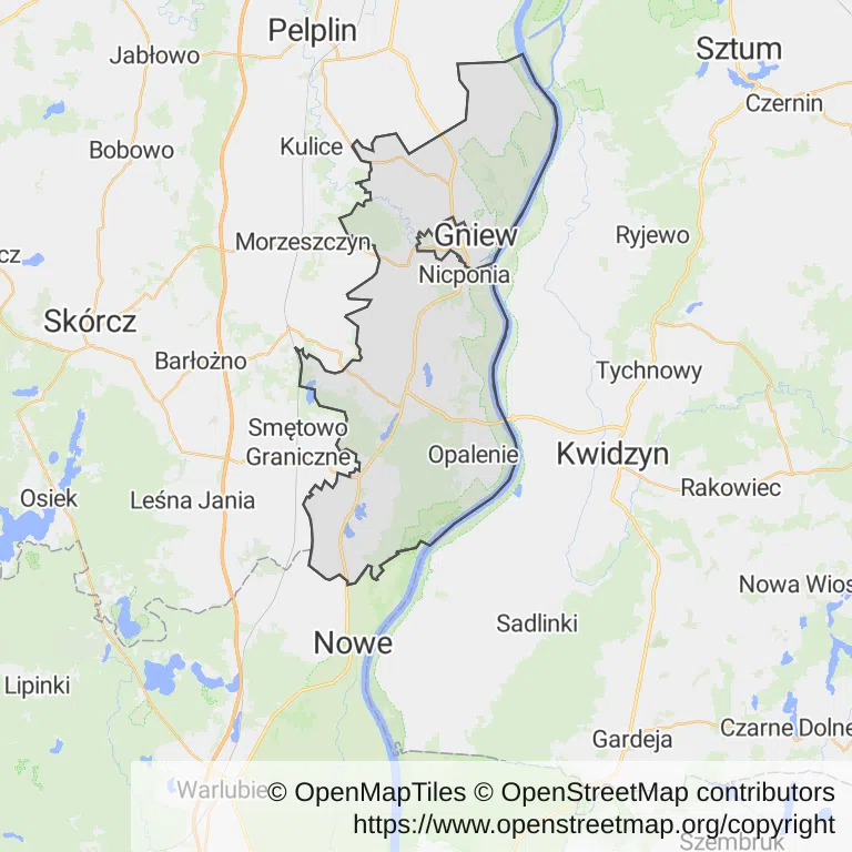 Mapa z zaznaczonym Gniewem