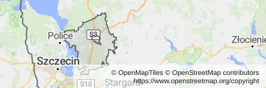 Mapa z zaznaczonym Goleniowem