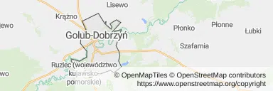 Mapa z zaznaczonym Golubiu-Dobrzyniu