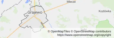 Mapa z zaznaczonym Grajewem