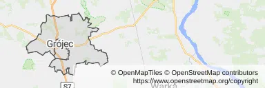 Mapa z zaznaczonym Grójcu