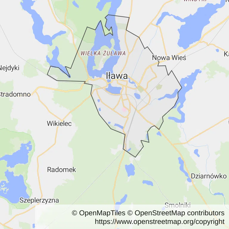 Mapa z zaznaczoną Iławem