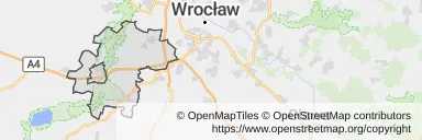 Mapa z zaznaczonym Kątach Wrocławskich