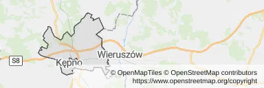 Mapa z zaznaczonym Kępnem