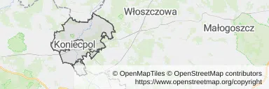 Mapa z zaznaczonym Koniecpolu