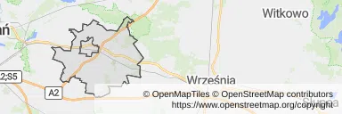Mapa z zaznaczonym Kostrzynem