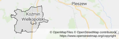 Mapa z zaznaczonym Koźminie Wielkopolskim