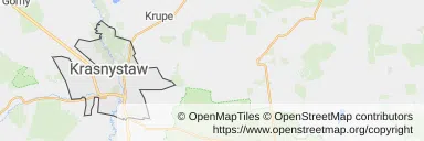 Mapa z zaznaczonym Krasnymstawem