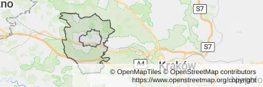 Mapa z zaznaczonymi Krzeszowicami