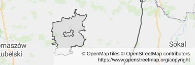 Mapa z zaznaczonym Łaszczowem