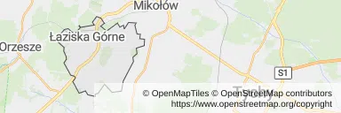 Mapa z zaznaczonym Łaziskach Górnych