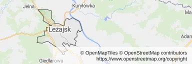 Mapa z zaznaczonym Leżajskiem
