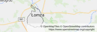 Mapa z zaznaczoną Łomży