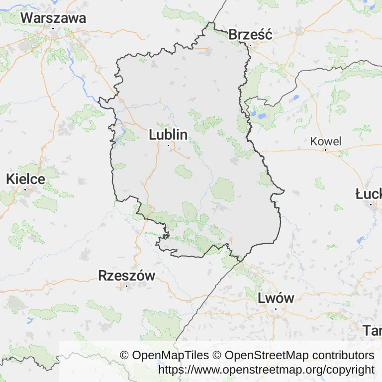 Kolonoskopia na NFZ — Mapa z zaznaczonym województwem lubelskim