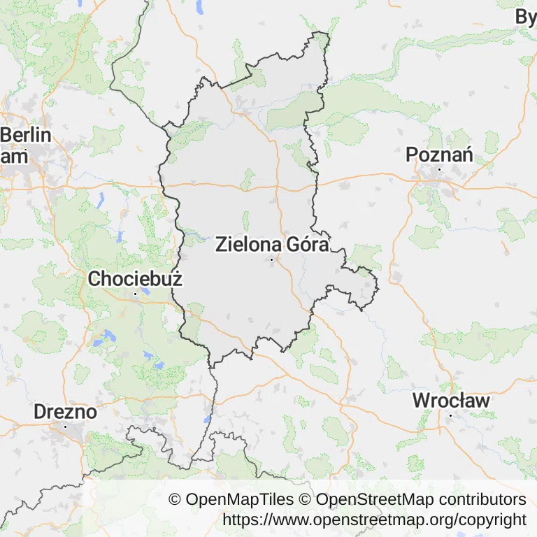 Kolonoskopia na NFZ — Mapa z zaznaczonym województwem lubuskim