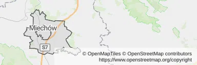 Mapa z zaznaczonym Miechowem