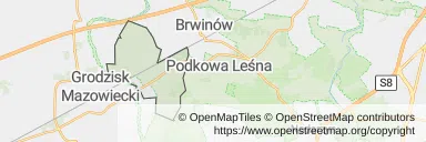 Mapa z zaznaczonym Milanówkiem