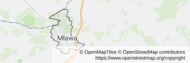 Mapa z zaznaczoną Mławem