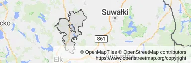 Mapa z zaznaczonym Oleckiem