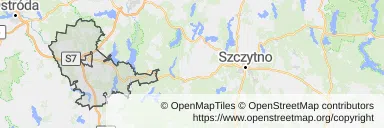 Mapa z zaznaczonym Olsztynkiem
