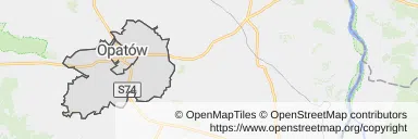 Mapa z zaznaczonym Opatowem