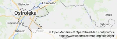 Mapa z zaznaczoną Ostrołęką
