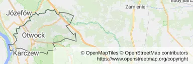 Mapa z zaznaczonym Otwockiem