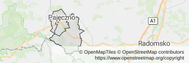 Mapa z zaznaczonym Pajęcznem